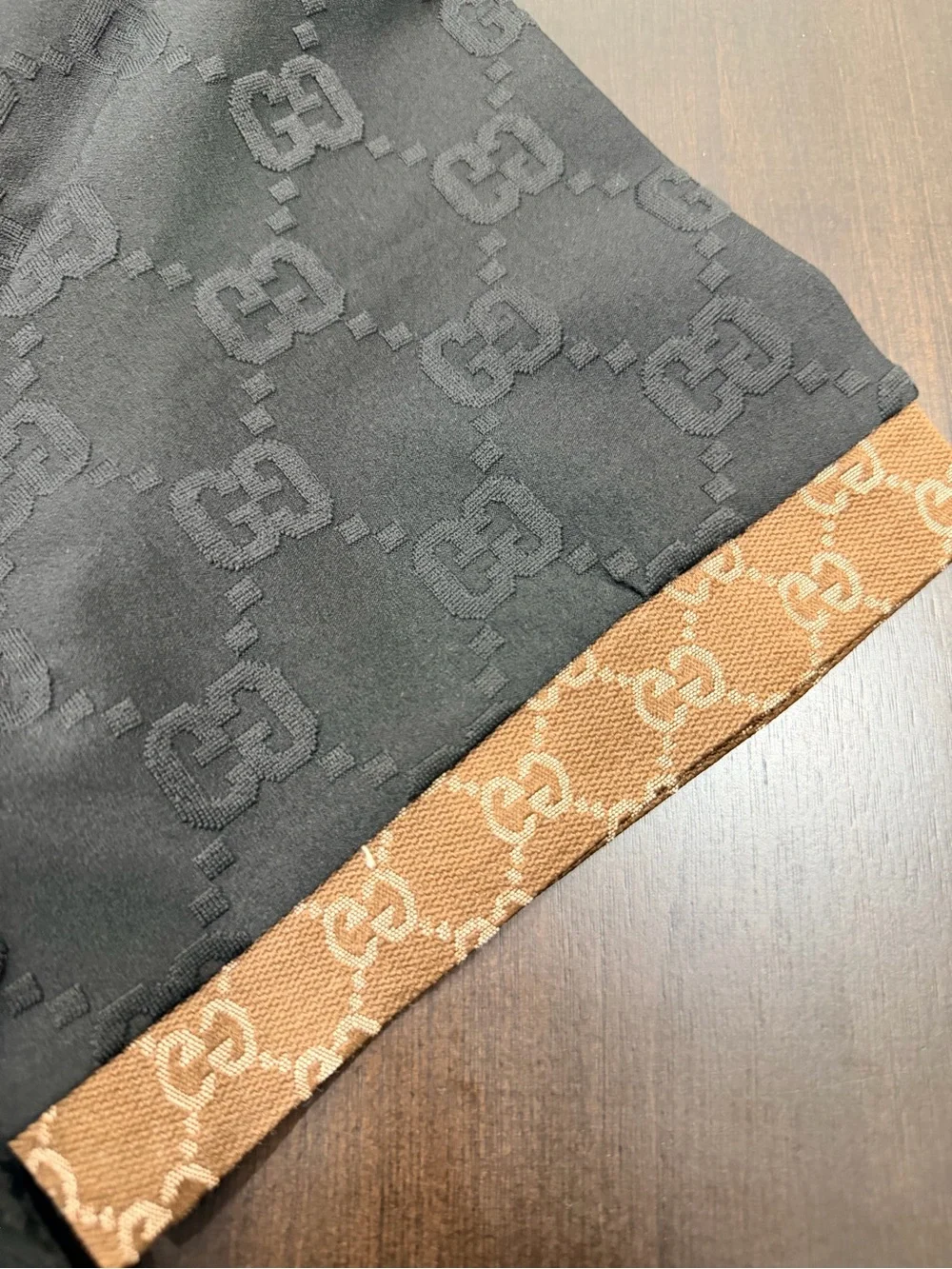 Gucci Black Tee and Shorts with Brown Logo-Trim